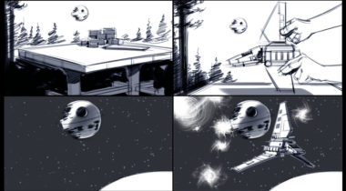 A series of four images showing the same scene.