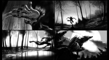 A series of four pictures showing different scenes.